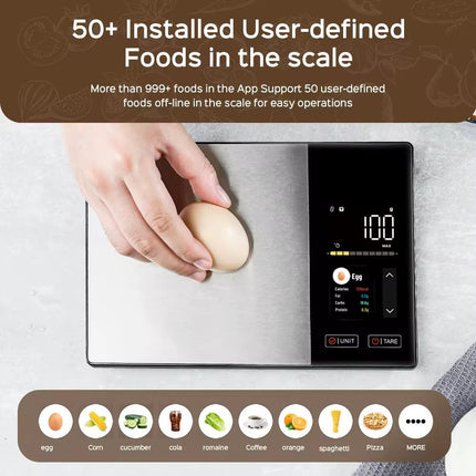 Smart Kitchen Scale 5kg with App & LED Display – Digital Food Scale for Calorie Tracking & Nutritional Analysis (2g–5000g, Stainless Steel, Multi-Unit)