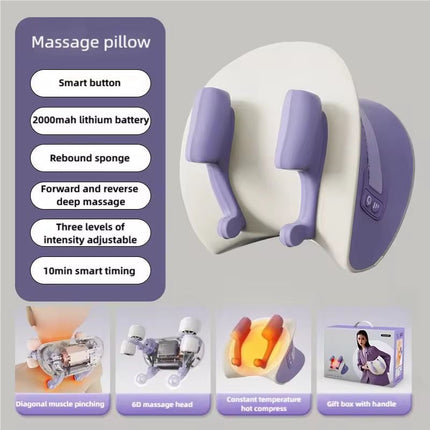 Electric Shiatsu Neck & Shoulder Massage Pillow with Heat – Kneading Cervical, Back & Waist Massager for Home Relaxation