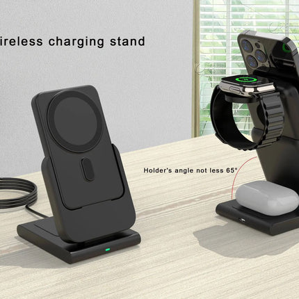 Foldable Wireless Charging Station with Detachable Power Bank (5000mAh, 23W)