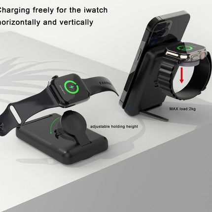 Foldable Wireless Charging Station with Detachable Power Bank (5000mAh, 23W)