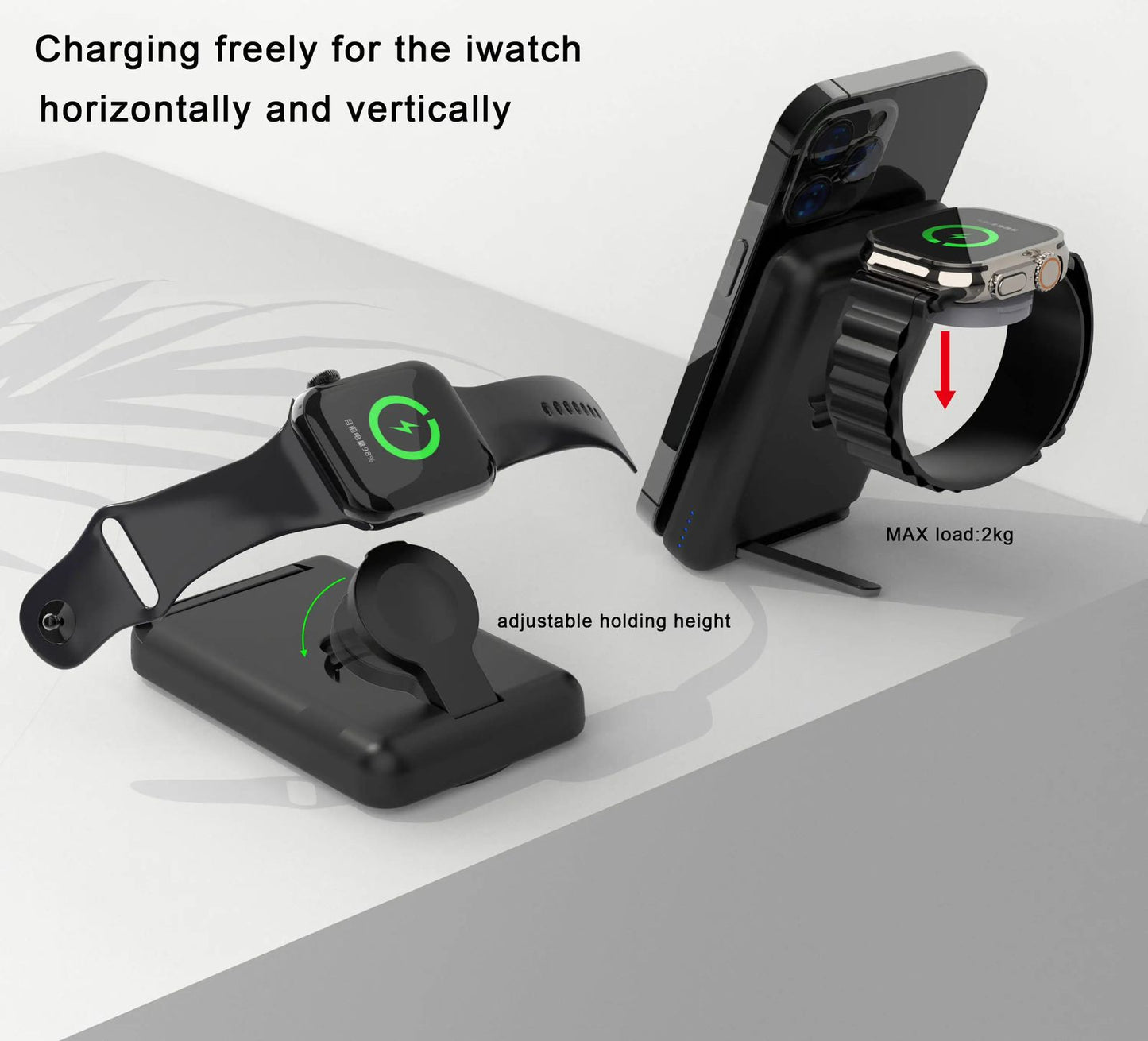 Foldable Wireless Charging Station with Detachable Power Bank (5000mAh, 23W)