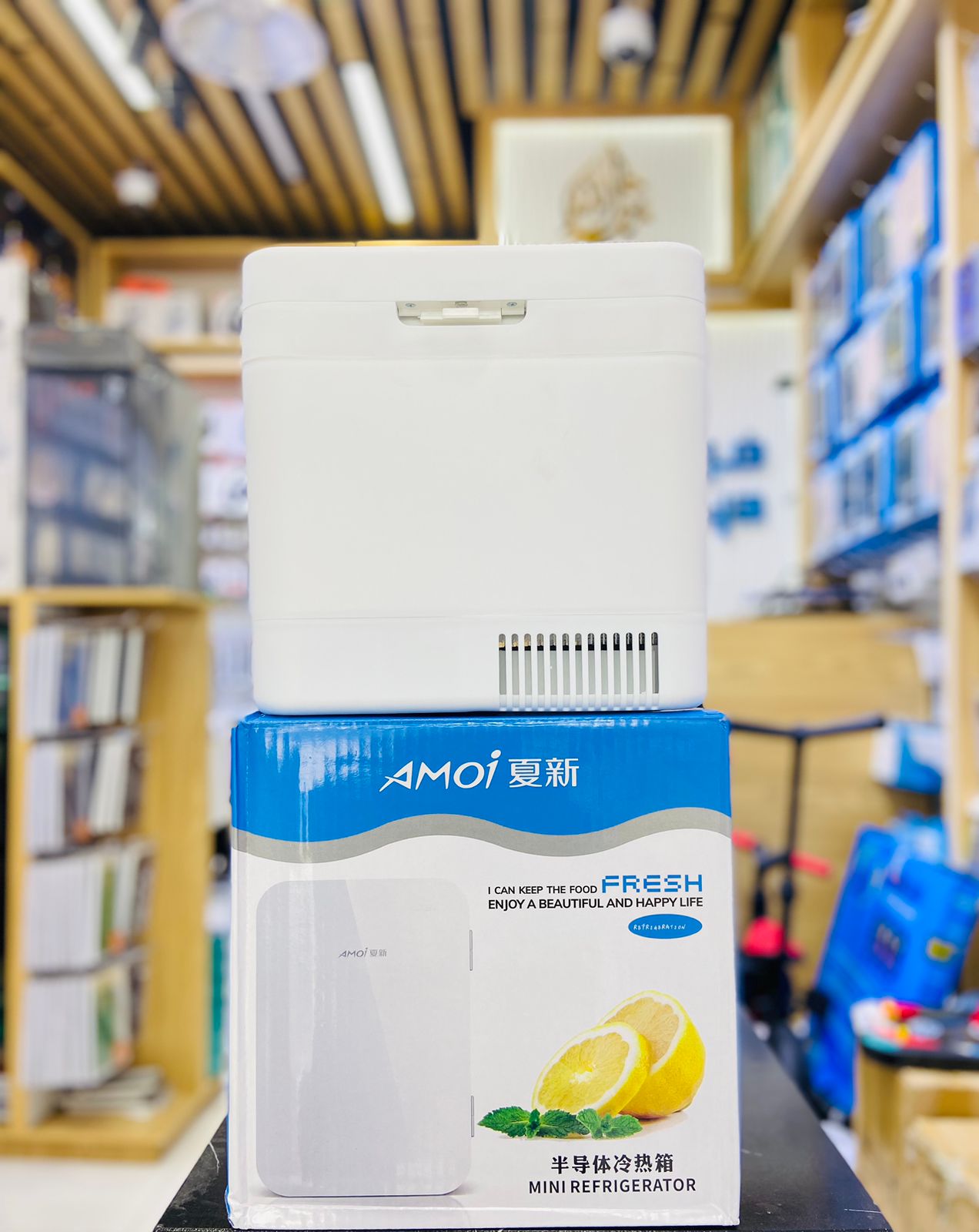 Fridge,car refrigerator 8 liter retro fashion small fridge, car fridge freezer compressor cooling warming low noise for traveling camping