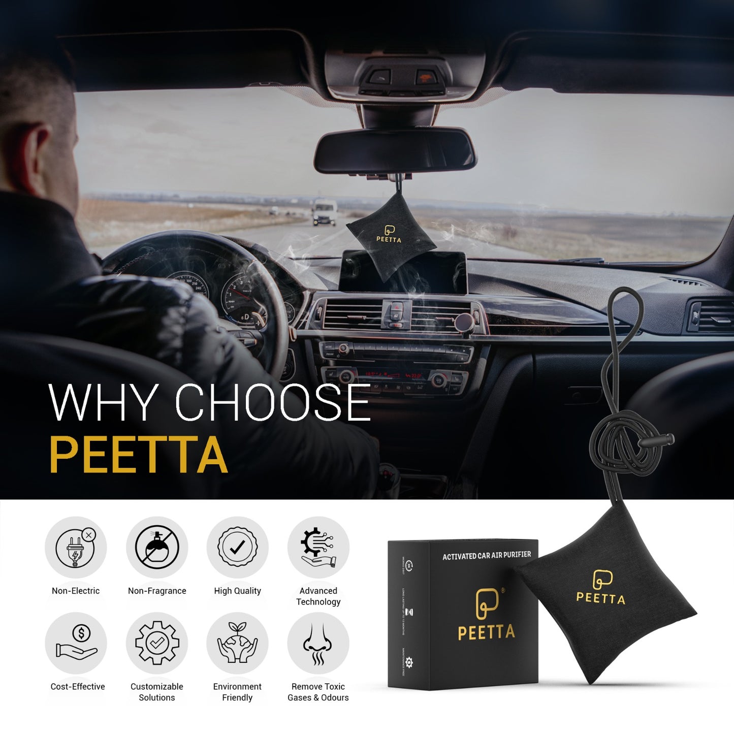 .PEETTA Non-Electric Activated Car Air Purifier
