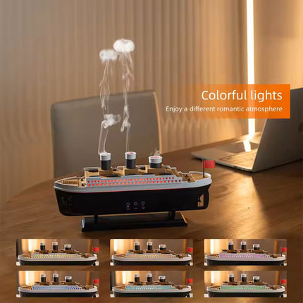 Titanic Ship Aroma Diffuser – Ultrasonic Humidifier with Colorful LED Lights & Remote Control