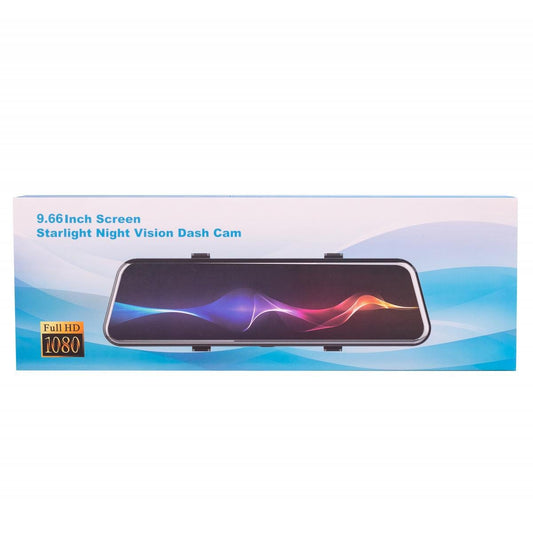 Starlight Night Vision Dash Cam with 170° Rear Camera | 9.66 Inch Full HD 1080P