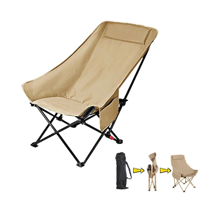 Toborher High Back Folding Camping Chair, Upgraded Thickened Steel Pipe, Padded with Cotton, Side Pocket & Carry Bag
