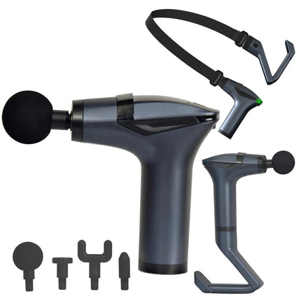 Portable Deep Tissue Massage Gun – 12-Speed Mini Handheld Muscle Massager with 1500mAh Battery, 5 Heads, Stretching Belt & Extra Handle