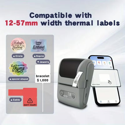 Portable Wireless Thermal Label Printer – Bluetooth Inkless Sticker & Barcode Label Maker for Home, Office & Business