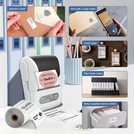 Portable Wireless Thermal Label Printer – Bluetooth Inkless Sticker & Barcode Label Maker for Home, Office & Business