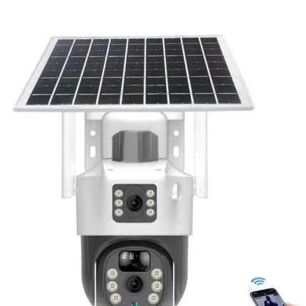 Solar Two Screens Camera Outdoor Solar | 4G Dual Lens 4MP HD CCTV Security Camera with Color Night Vision, 355° Pan 90° Tilt, IP66 Waterproof