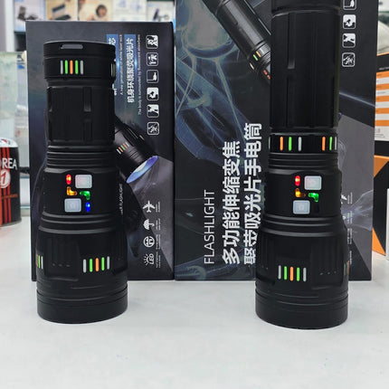 Multifunctional telescopic zoom fluorescent light absorber flashlight