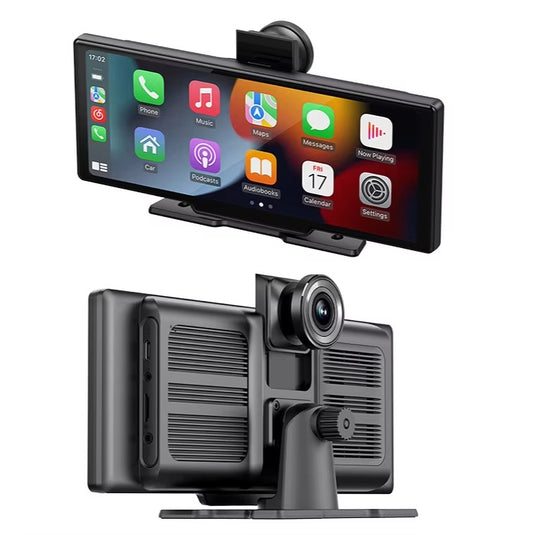 10.26” Smart Car Driving Recorder | Wireless CarPlay & Android Auto Screen with 4K Dash Cam, 1080P Backup Camera, GPS Navigation, Bluetooth & FM