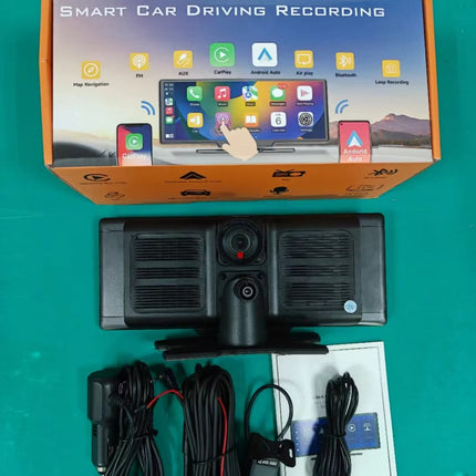 10.26” Smart Car Driving Recorder | Wireless CarPlay & Android Auto Screen with 4K Dash Cam, 1080P Backup Camera, GPS Navigation, Bluetooth & FM