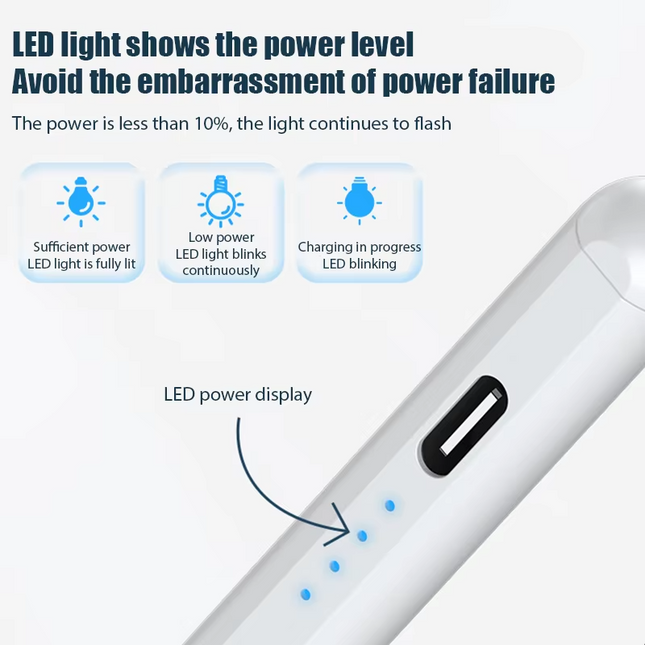 Universal Active Stylus Pen for iPad & Android Tablets – Ultra-Precise Touch Pencil with Palm Rejection, USB-C Fast Charging & LED Display