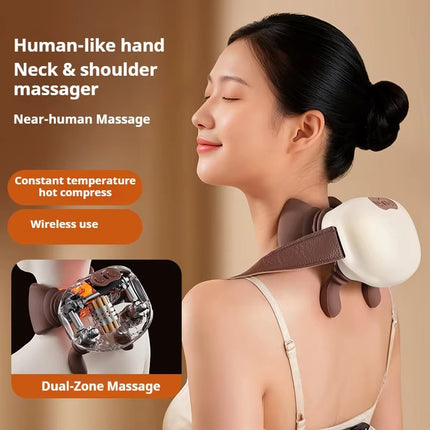 Siaasoo Neck Massager with Heat – Deep Tissue Shiatsu Massage for Neck, Shoulders, Back & Lower Abdomen (Wireless, Type-C Charging)