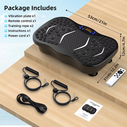 Vibration Plate Exercise Machine for Home Use | Whole Body Vibration Fitness Trainer with Bluetooth Speaker, 5 Programs & Resistance Bands