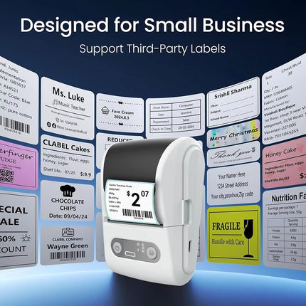 Portable Wireless Thermal Label Printer – Bluetooth Inkless Sticker & Barcode Label Maker for Home, Office & Business