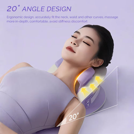 Electric Shiatsu Neck & Shoulder Massage Pillow with Heat – Kneading Cervical, Back & Waist Massager for Home Relaxation