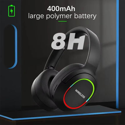 Life Studio L800 Wireless Gaming Headset with RGB LED – Bluetooth 5.1 Stereo Headphones with Mic, 40mm Bass Driver, Foldable, TF Card & 3.5mm Support