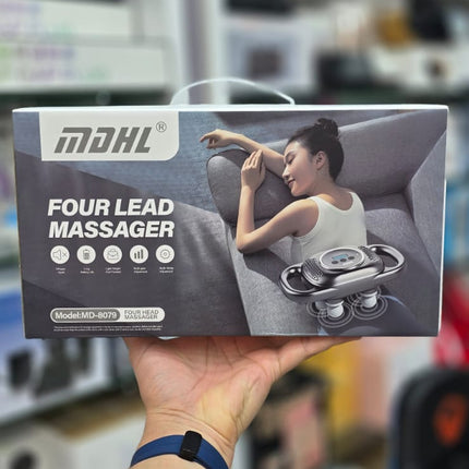Handheld Deep Tissue Massager, 4 Head Percussion Massage Gun 5 Gears 2 Modes Full Body Muscle Massager, Electric Back Massager for Muscles, Neck, Leg, Shoulder