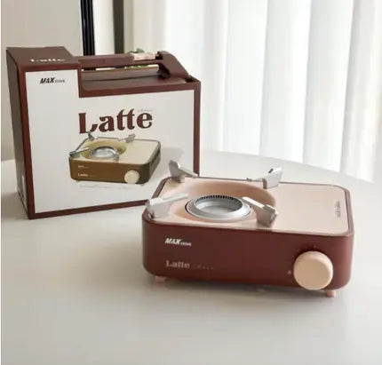 Mini Camping Stove Latte Series - Beautiful Stainless Steel Portable Cassette Stove with Carry Case (Brown and Tan)