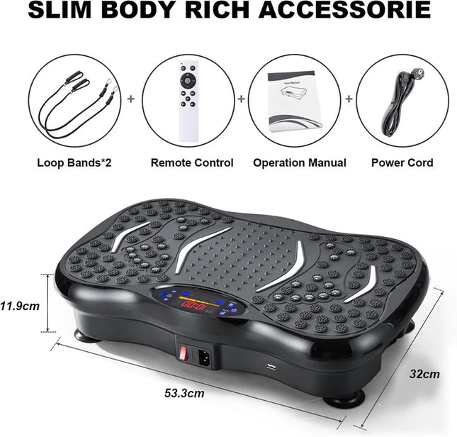 PEETTA Vibration Plate Exercise Machine with Bluetooth Speaker & Resistance Bands