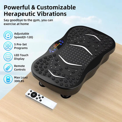 PEETTA Vibration Plate Exercise Machine with Bluetooth Speaker & Resistance Bands
