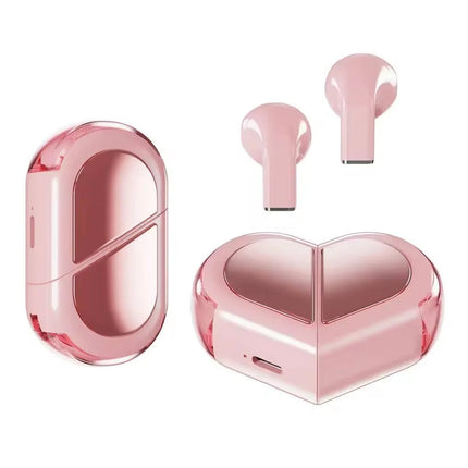 Pink Heart Wireless Earbuds – Bluetooth 5.3 | Cute Mini Earbuds | iPhone & Android