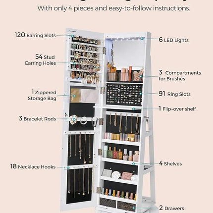 Mirror with makeup organizer and accessories organizer