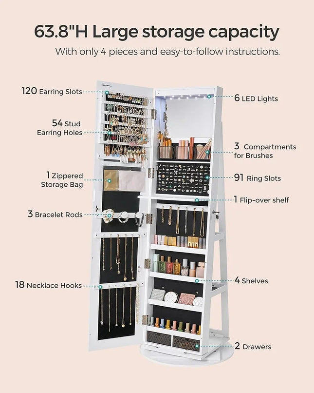 Mirror with makeup organizer and accessories organizer