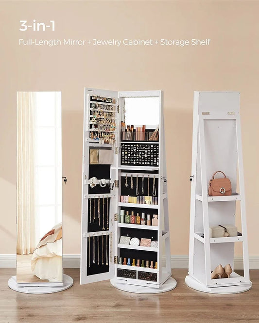Mirror with makeup organizer and accessories organizer