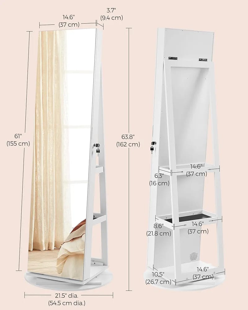Mirror with makeup organizer and accessories organizer