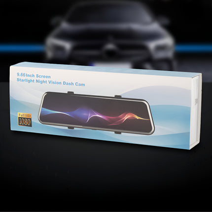 Starlight Night Vision Dash Cam with 170° Rear Camera | 9.66 Inch Full HD 1080P